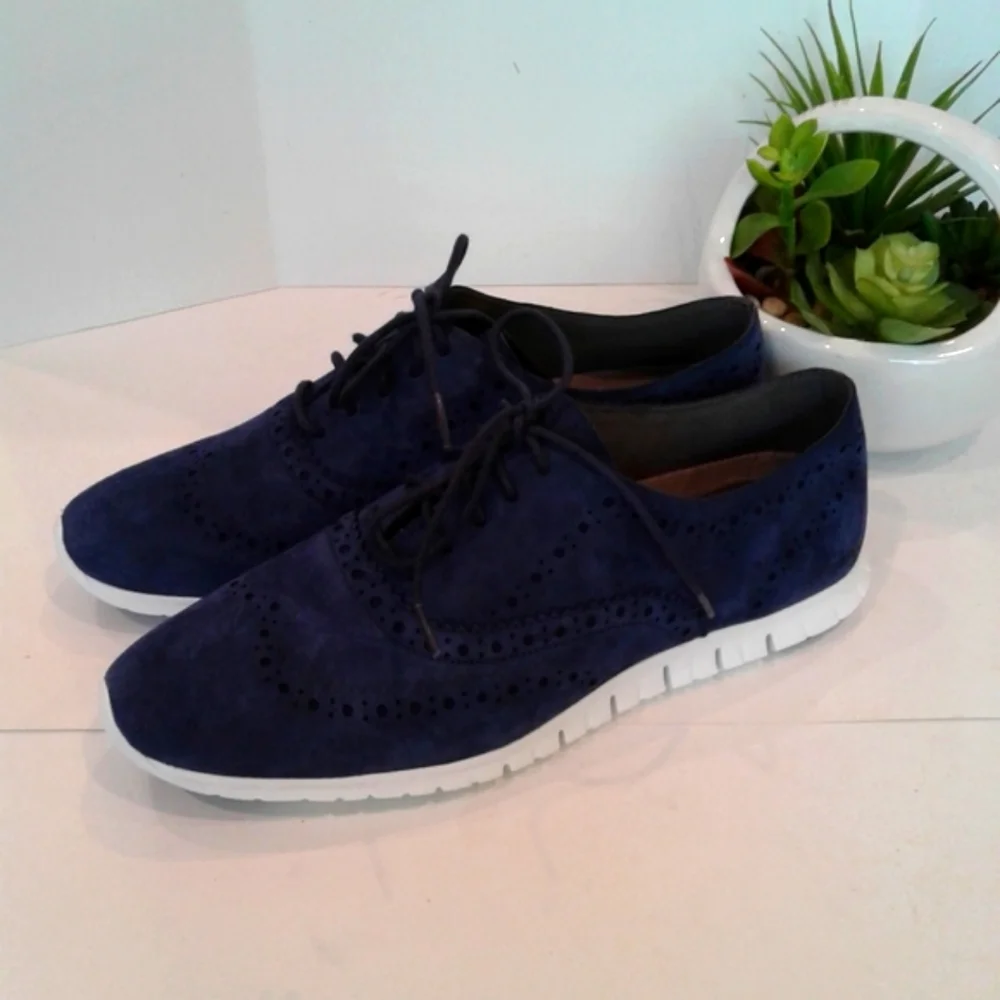 New! Cole Haan grand os blue leather Oxford sneakers shoes